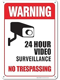 Sigo Signs 24 Hour Video Surveillance, No Trespassing Sign Legend, Aluminum
