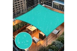 Artpuch Waterproof Sun Shade Sail, 08'x10' Turquoise Rectangular, UV Resistant Rain Canopy, Curved Edges Shade Cloth for Outdoor Patio, Deck, Yard