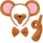 Norme Mouse Costume Accessory Set Rat Ear Headband Nose Tail and Bow Tie for Adults Halloween Animal Cosplay Party