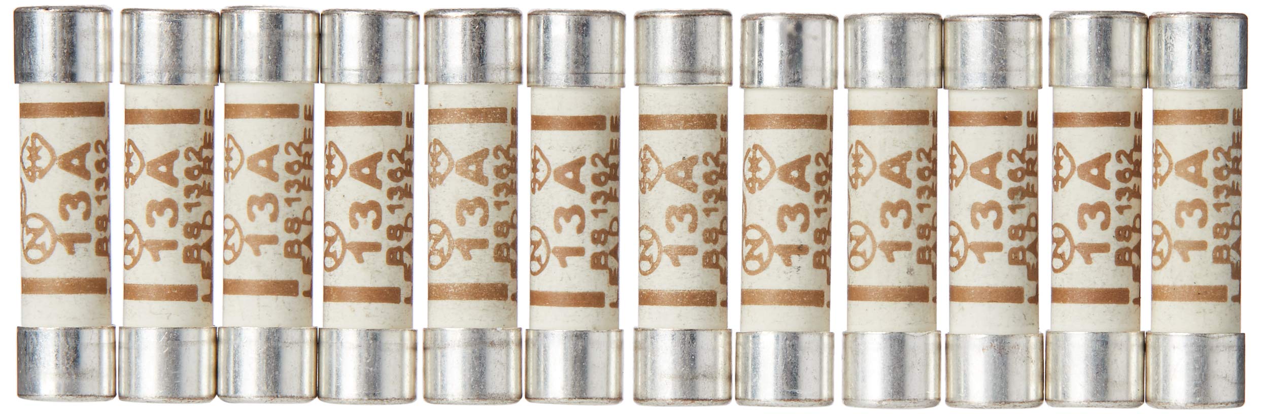 Merriway BH02292 (12 Pcs) BS1362 Fuse Cartridge, 13 Amp - Pack of 12 Pieces