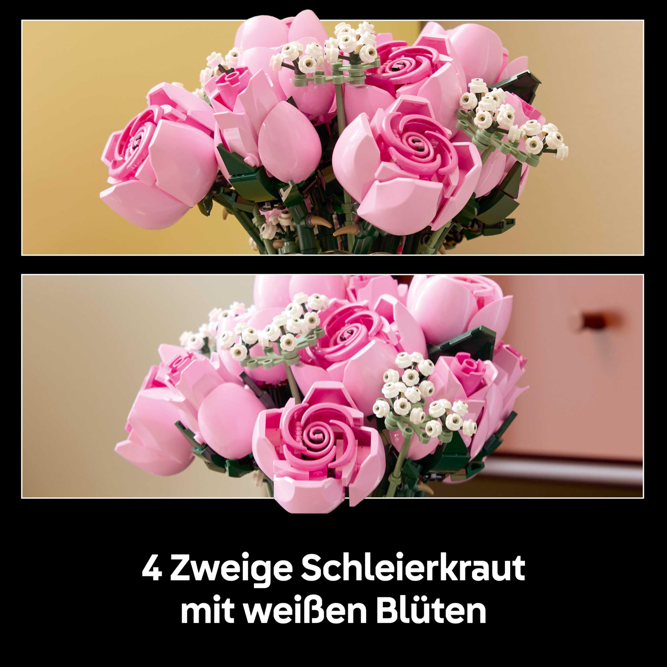 LEGO Botanicals Rosa Rosenstrauß - Set mit Kunstblumen für Erwachsene - 12 künstliche Rosen & 4 Zweige Schleierkraut als DIY Deko - Geschenkidee für Frauen - 10374 5