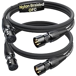 Short XLR Cables 3.3ft 2 Pack, Gold-Plated Rean