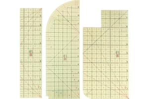 MYLBETER 3 Pieces Hot Hem Ruler for Sewing Ruler Heat Resistant Ruler for Quilting and Sewing Tool Thin Pattern Making Clean Measuring Non-Slip Pressing Tool