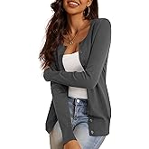 a.Jesdani Women's Button Down Crew Neck Long Sleeve Soft Knit Cardigan Sweaters