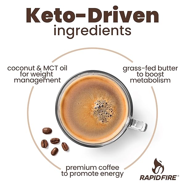 RAPIDFIRE ORIGINAL FLAVOR HIGH PERFORMANCE KETO COFFEE PODS, SUPPORTS ENERGY & METABOLISM, SINGLE SERVE K CUP, BROWN, 16 COUNT