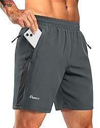 Pudolla Men's Running Athletic Shorts with 3 Zipper