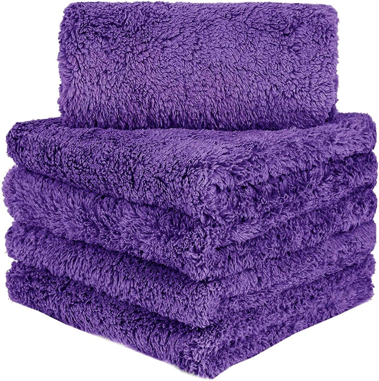 BW&HM Microfibre Auto drying Cloths Car cleaning cloth Super Absorbent 40 x 40 cm 5 Pack Purple