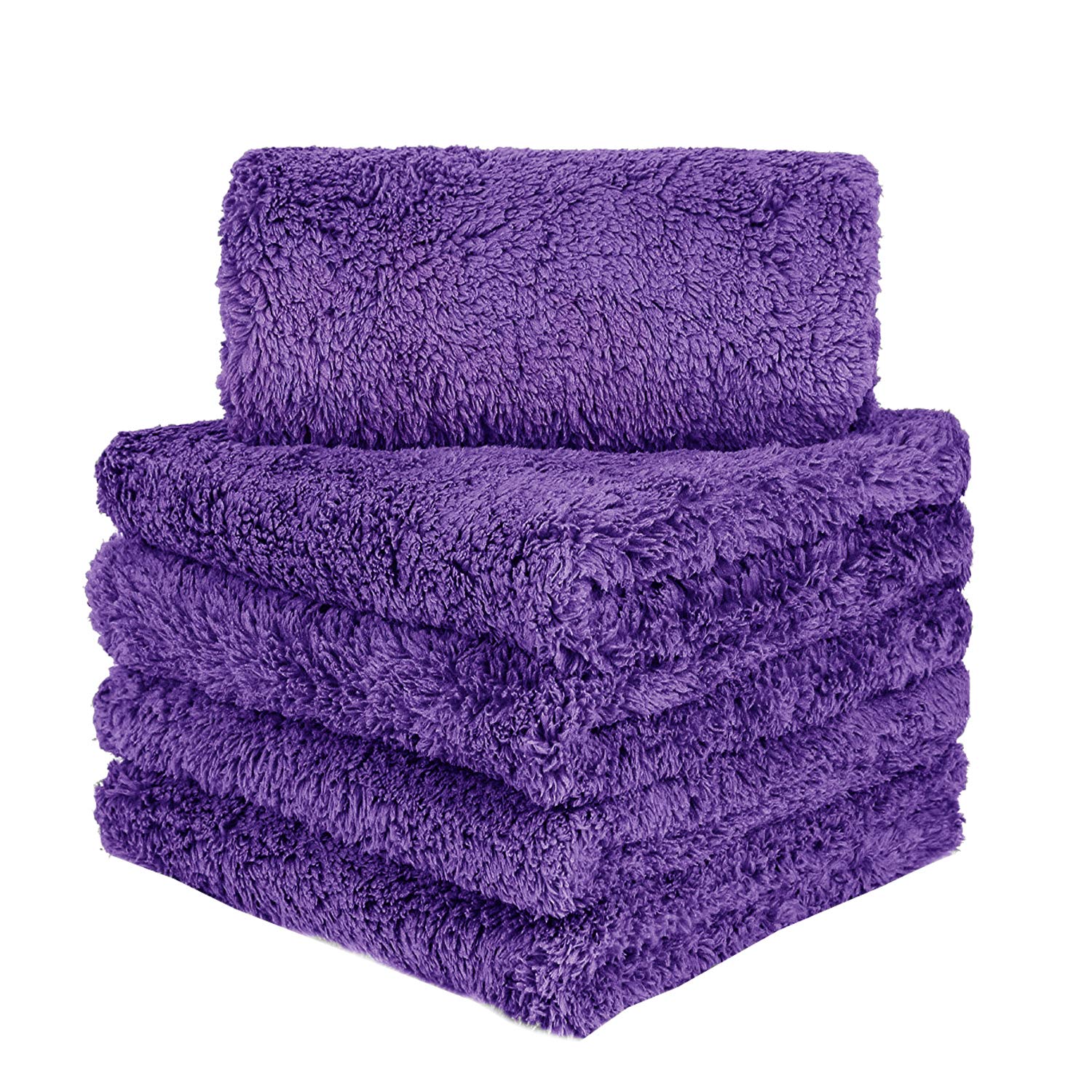 BW&HM Microfibre Auto drying Cloths Car cleaning cloth Super Absorbent 40 x 40 cm 5 Pack Purple