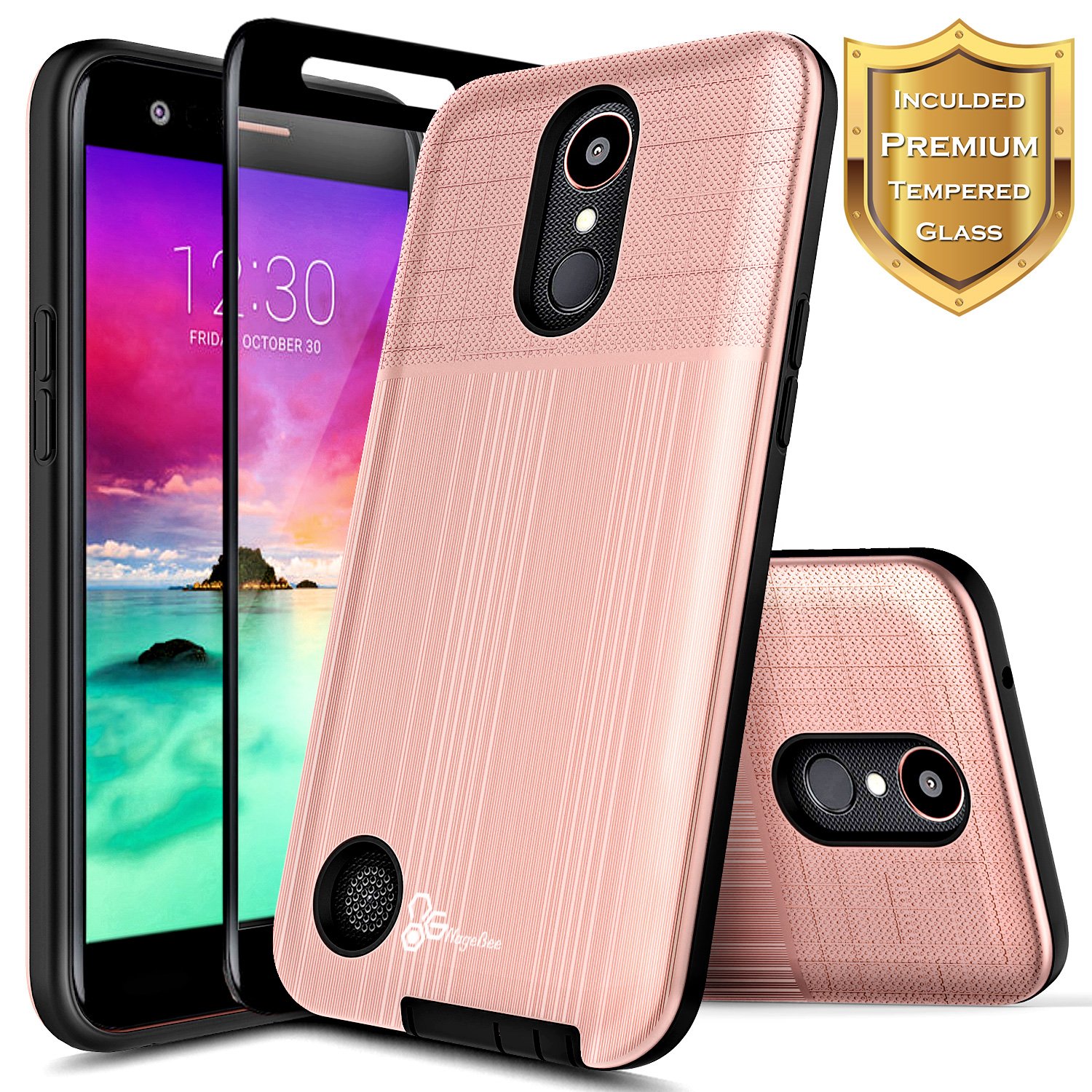 Best phone case lg k30 heavy duty gold