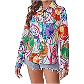 Floerns Ladies Blouses Floral Long Sleeve Button Down Shirts for Women Dressy Business Casual Work Tops