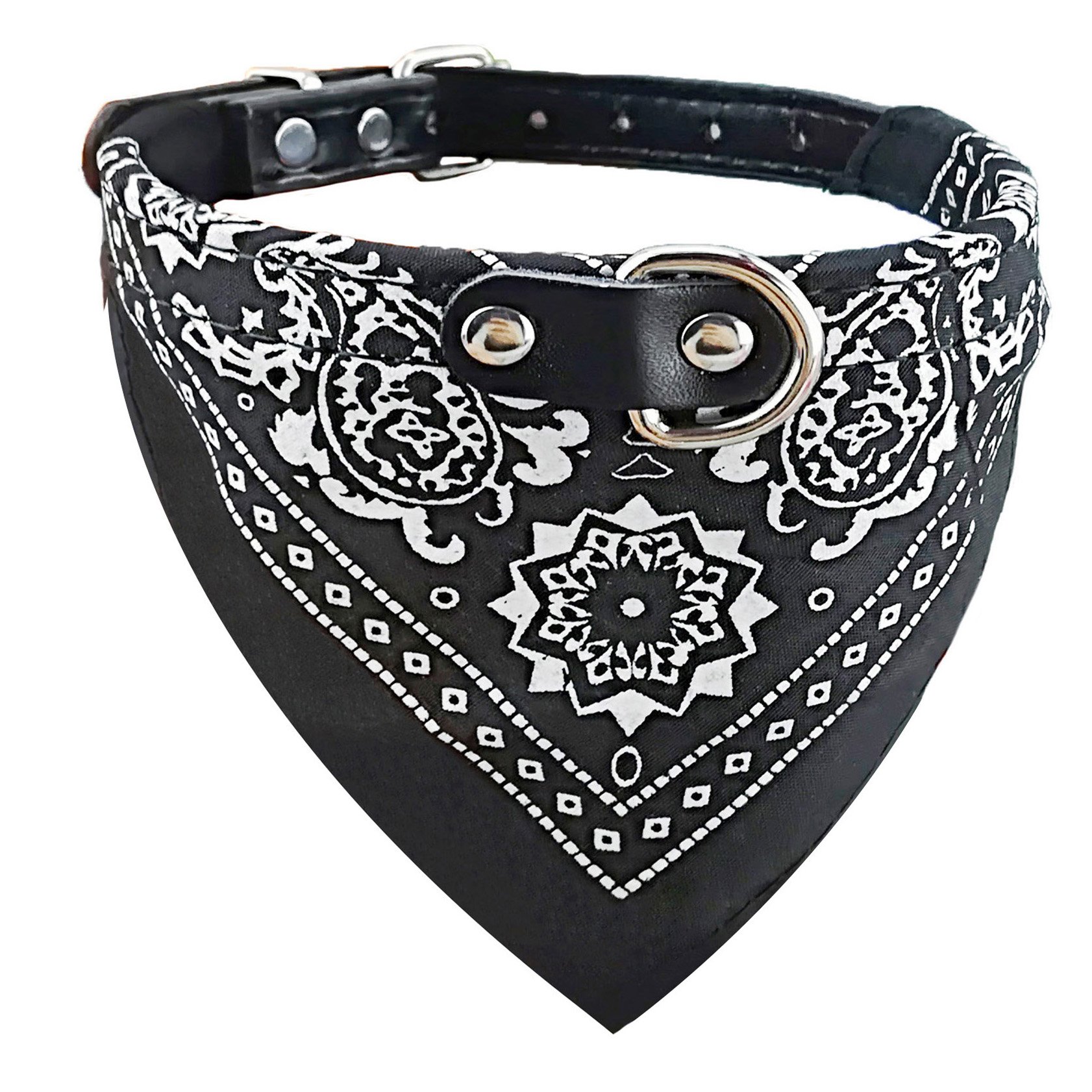 Newtensina Fashion Dog Bandana Collar Dog Collar Boy Medium Bandana Puppy Bandana with Collar for Dogs - Black - XL
