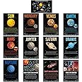 13pcs Solar System Educational Posters, 13.78x9.84in Planets Outer Space Wall Chart Classroom Educational Posters Educational Posters for Kids Planet Poster for School Classroom Bedroom Decor