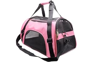 ZaneSun Cat Carrier,Soft-Sided Pet Travel Carrier for Cats,Dogs Puppy Comfort Portable Foldable Pet Bag Airline Approved (Medium-LightPink)