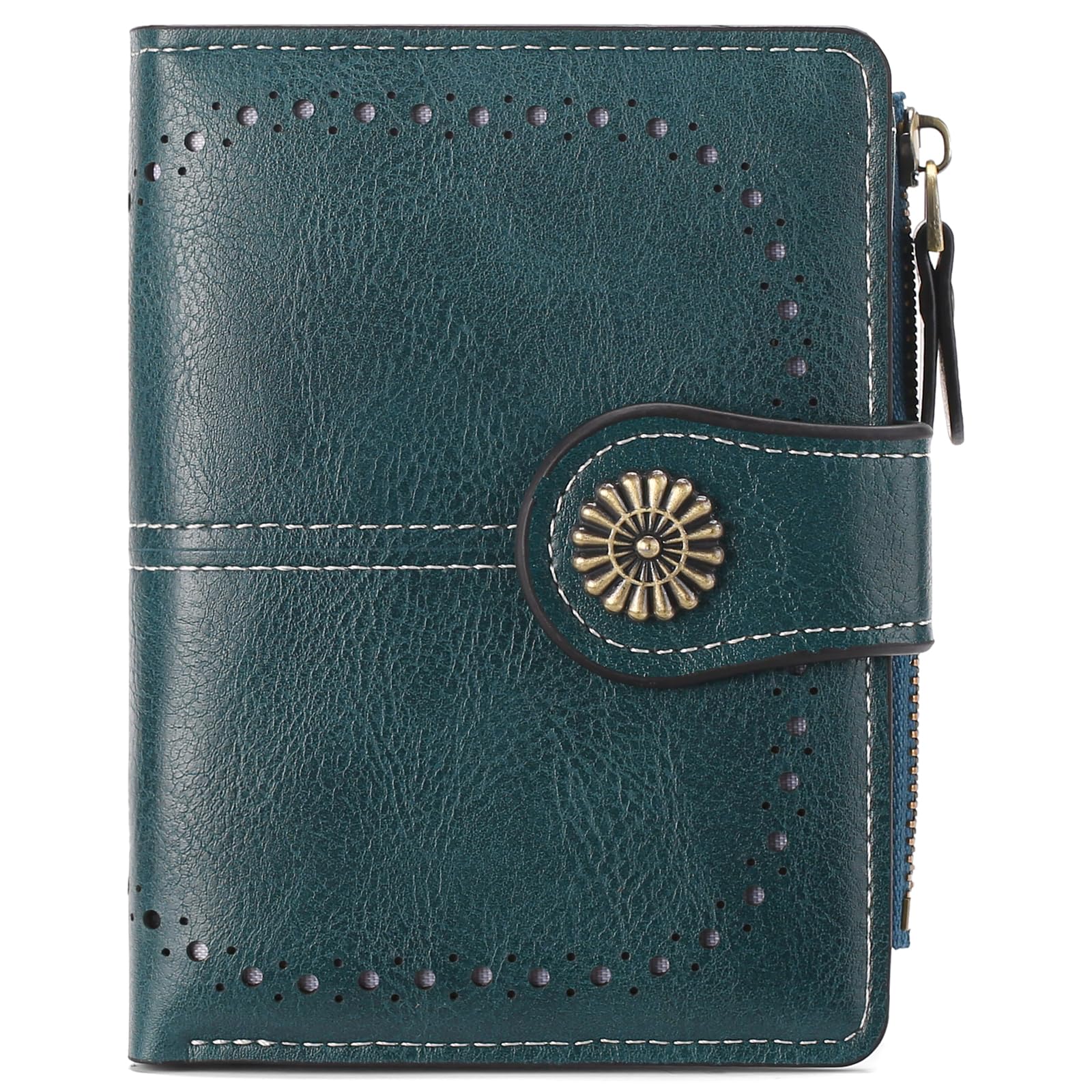 Photo 1 of LEEXTON Small Women Wallet Leather RFID Blocking Card Holder Bifold Compact Wallets with ID Window and Zipper Coin Pocket