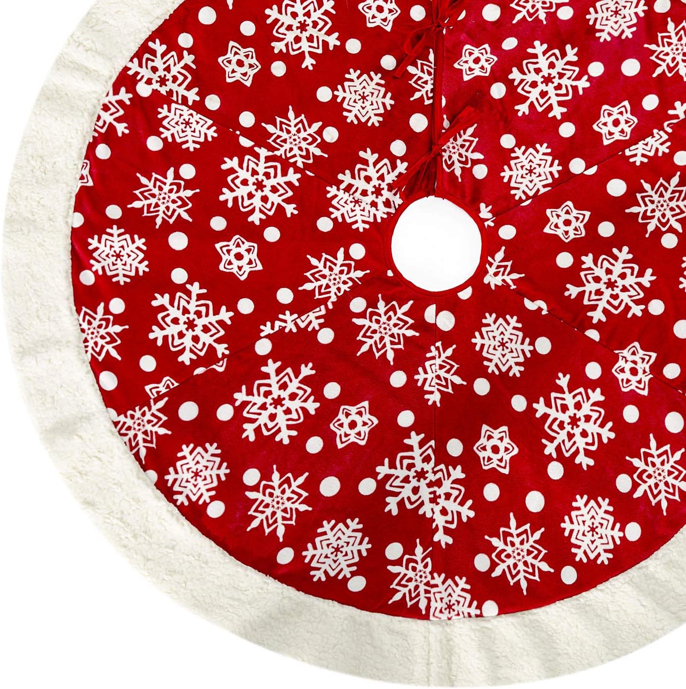 amoHome Christmas Tree Skirt 50" Xmas Ornament - Holiday and New Year Party Decoration Red Cardinal