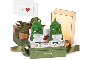 TBOLINE Emotional Support Pickled Cucumber Gift, 2pcs Handmade Cucumber Knitting Doll, Cute Positive Potato Crochet Funny Reduce Pressure Toy for Valentines Day Decorations Valentine's Day Gift