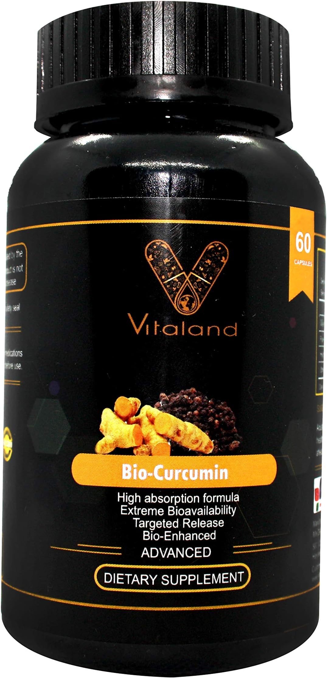 Bio-Curcumin with Piperine - High Absorption Formula, Bio-Enhanced, Powerful antioxidant, Healthy inflammatory Response, Protects Brain Cells and Healthy Liver. Nutritional Supplement - 60 Capsules.