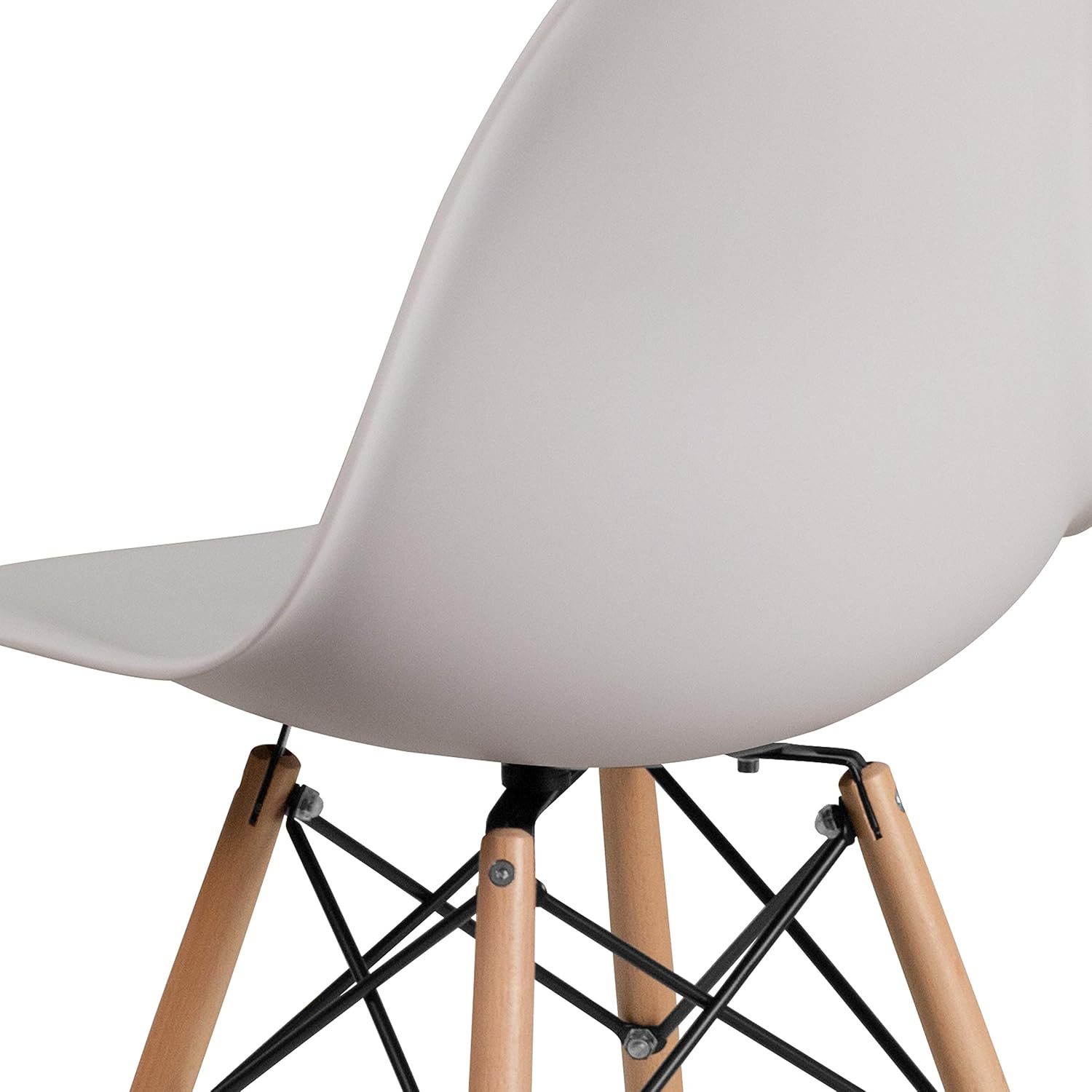 Flash Furniture Elon Series White Plastic Chair with Wooden Legs - Chairs