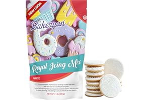 Bakerpan White Royal Icing Mix for Decorating Cookies and Cakes - 16 Ounces (1 lb) (Made in USA)