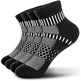IRAMY Ankle Compression Socks for Men Women Cushioned Running Athletic Socks Plantar Fasciitis Relief 2/4/6 Pairs