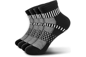 IRAMY Ankle Compression Socks for Men Women Cushioned Running Athletic Socks Plantar Fasciitis Relief 2/4/6 Pairs