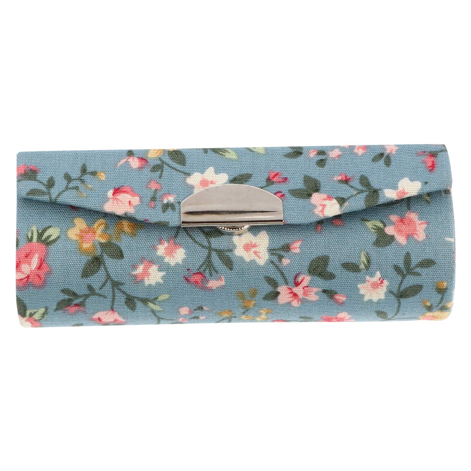VALICLUD Women Lipstick Case with Mirror Portable Cosmetic Organizer Embroidered Floral Brocade Storage Box 3.43X1.30X1.18 Inch — image 1