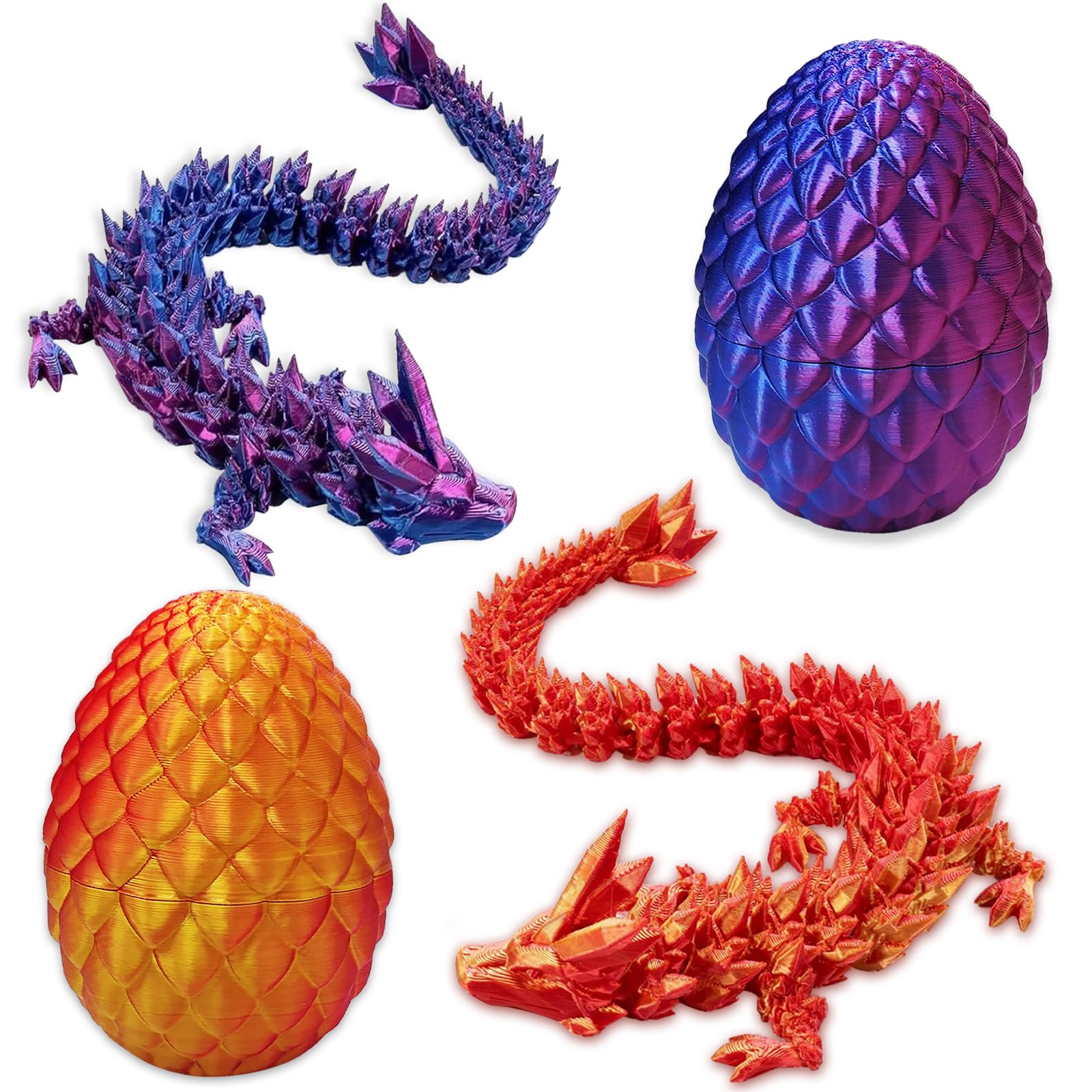 Photo 1 of YXOTJHS 2Pcs 3D Printed Dragon, Dragon Eggs with Dragon Inside, 8.7 Inch Dragon Fidget Toy, Crystal Eggs, 3D Printed Animals, Stocking Stuffers for Kids