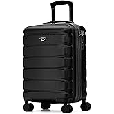 Flight Knight 21.5x15.5x9 Expandable Carry On Suitcase Hardside TSA Lock & USB C Port Lightweight Luggage Silent Double Spinner Wheels Maximum Canada Air Overhead Bag Airlines Approved Black