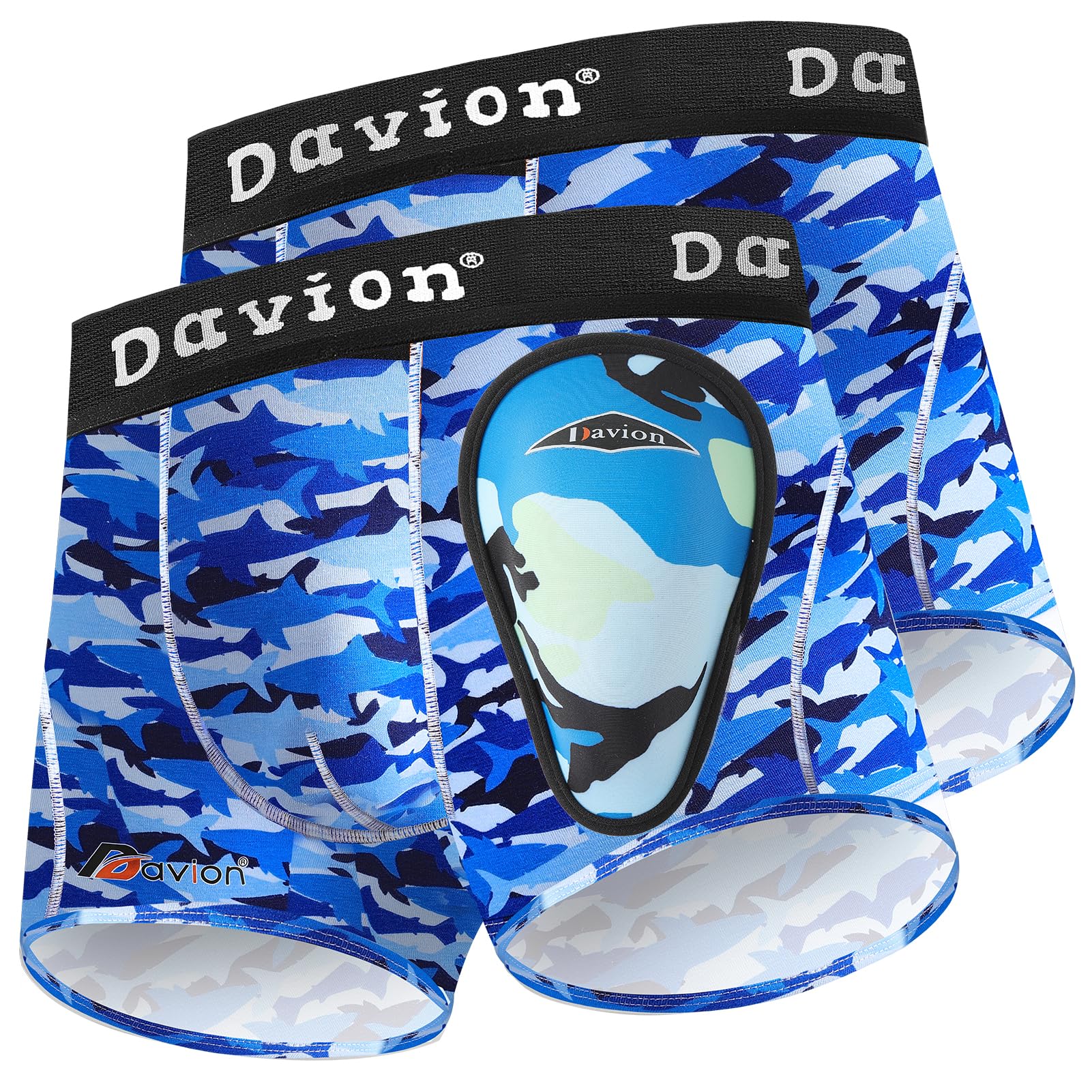 Photo 1 of Davion Youth Boys Baseball Cup Underwear with Soft Protective Athletic Cup Compression Shorts for Baseball,Football, Lacrosse(Blue Camo-S)