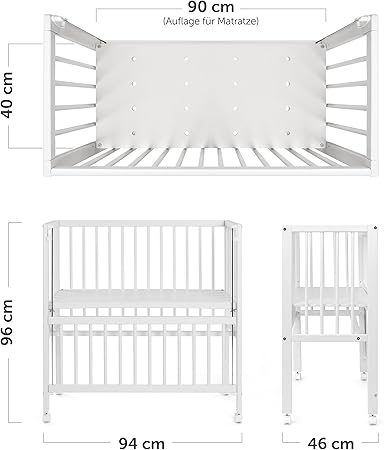 fillikid convertible bedside crib vario 2in1