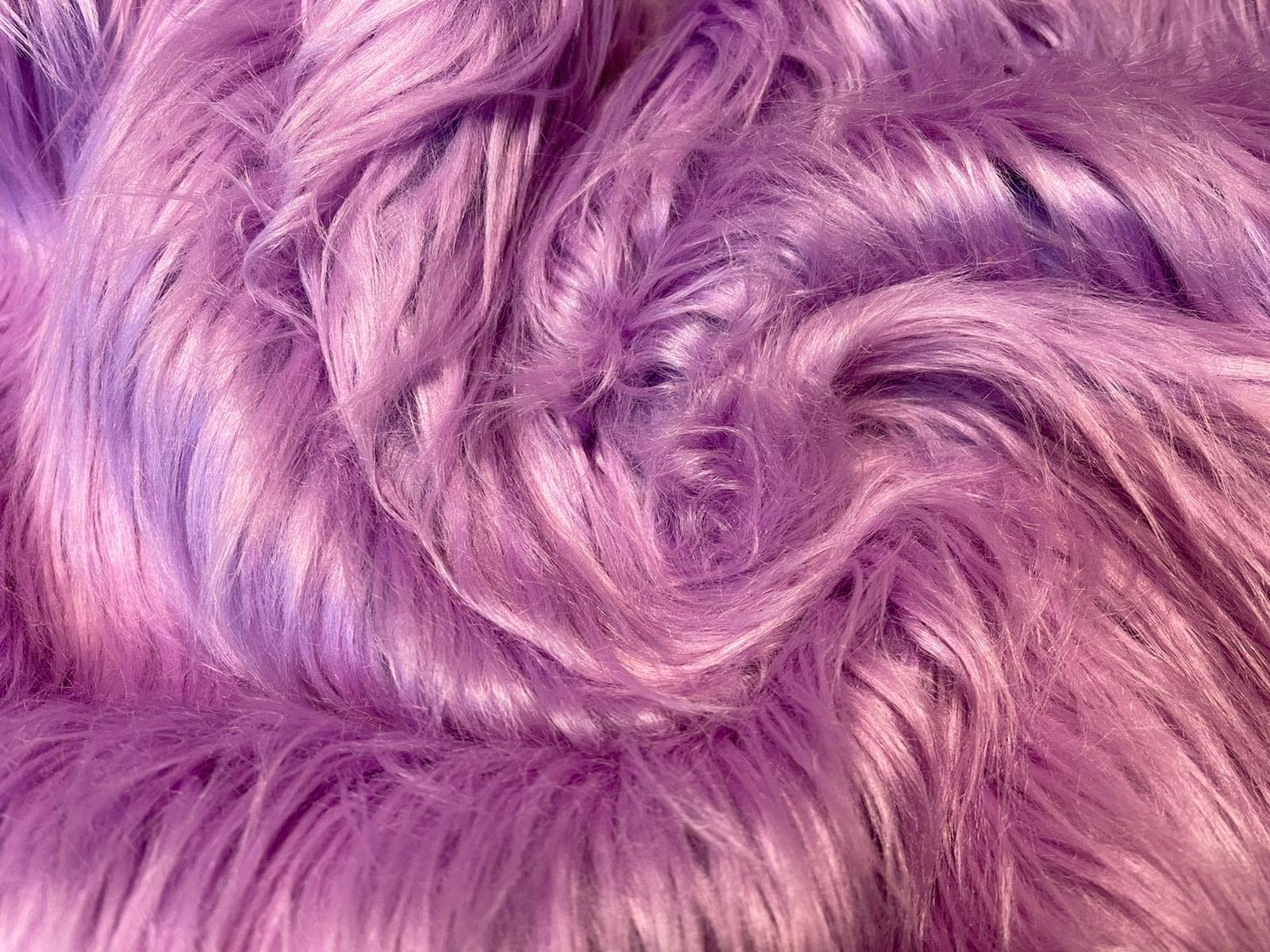 Super Luxury Faux Fur Fabric Material - Extra Long Lilac, 1Mtr - 150cm x 100cm