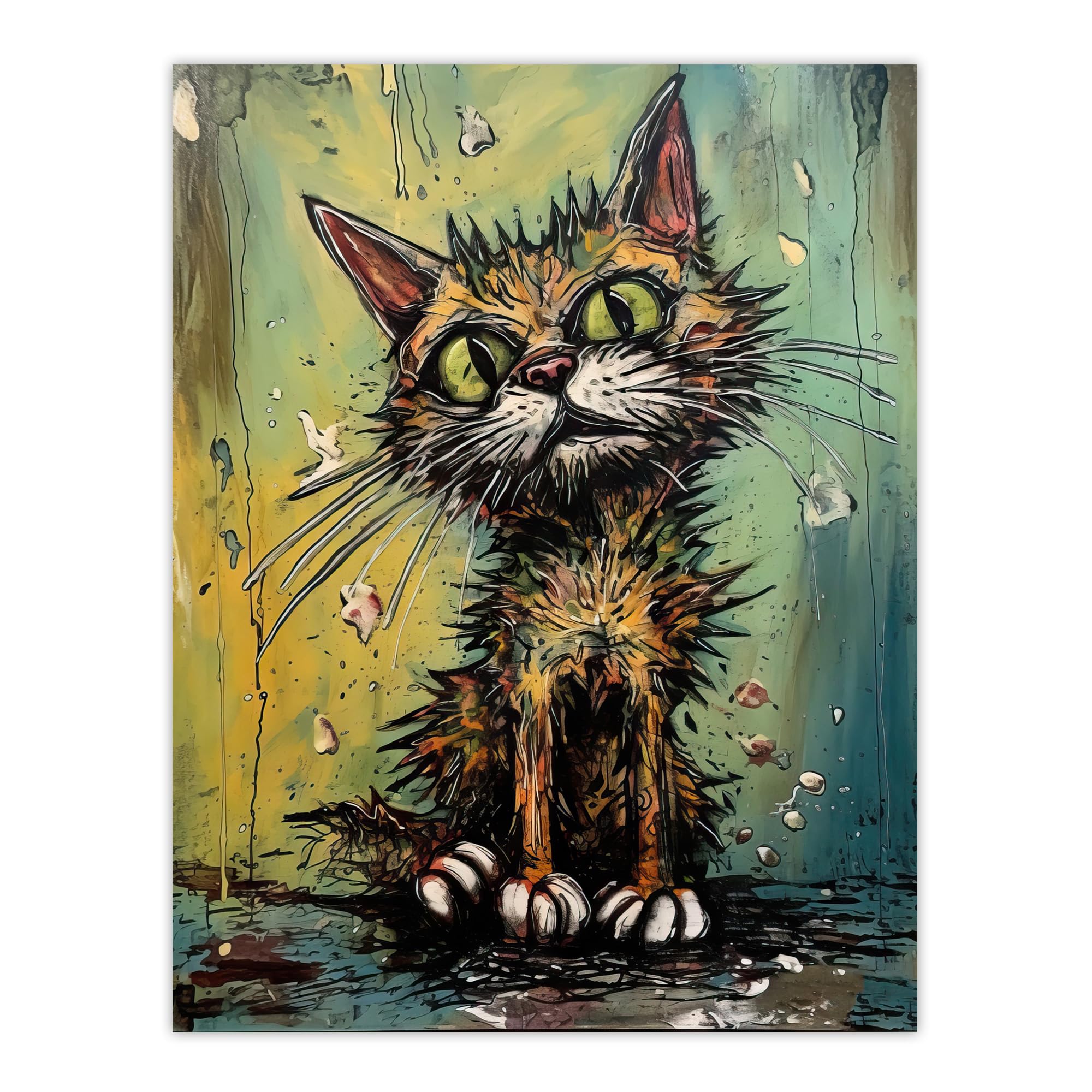 Artery8 Alley Cat Stray Scruffy Moggie Painting By Tom Jones Extra Large XL Wall Art Poster Print