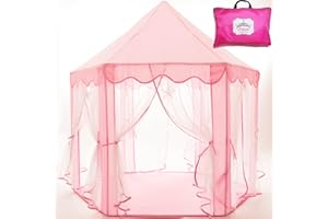 PERFECTTO DESIGN Princess Castle Playhouse Tent Toy for Girls, Pink Kids Play House Indoor, Christmas Birthday Gift for Little Girls Age 3 4 5 6 7, Play Tent for 3-10 Year Old Girl