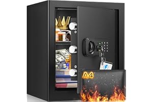 TISKGG 1.8 Cubic Fireproof Safe with Waterproof Fireproof Bag, Anti-Theft Home Safe Fireproof Waterproof with Digital Keypad Key, Security Safe Box for Pistol Money Medicine Important Documents