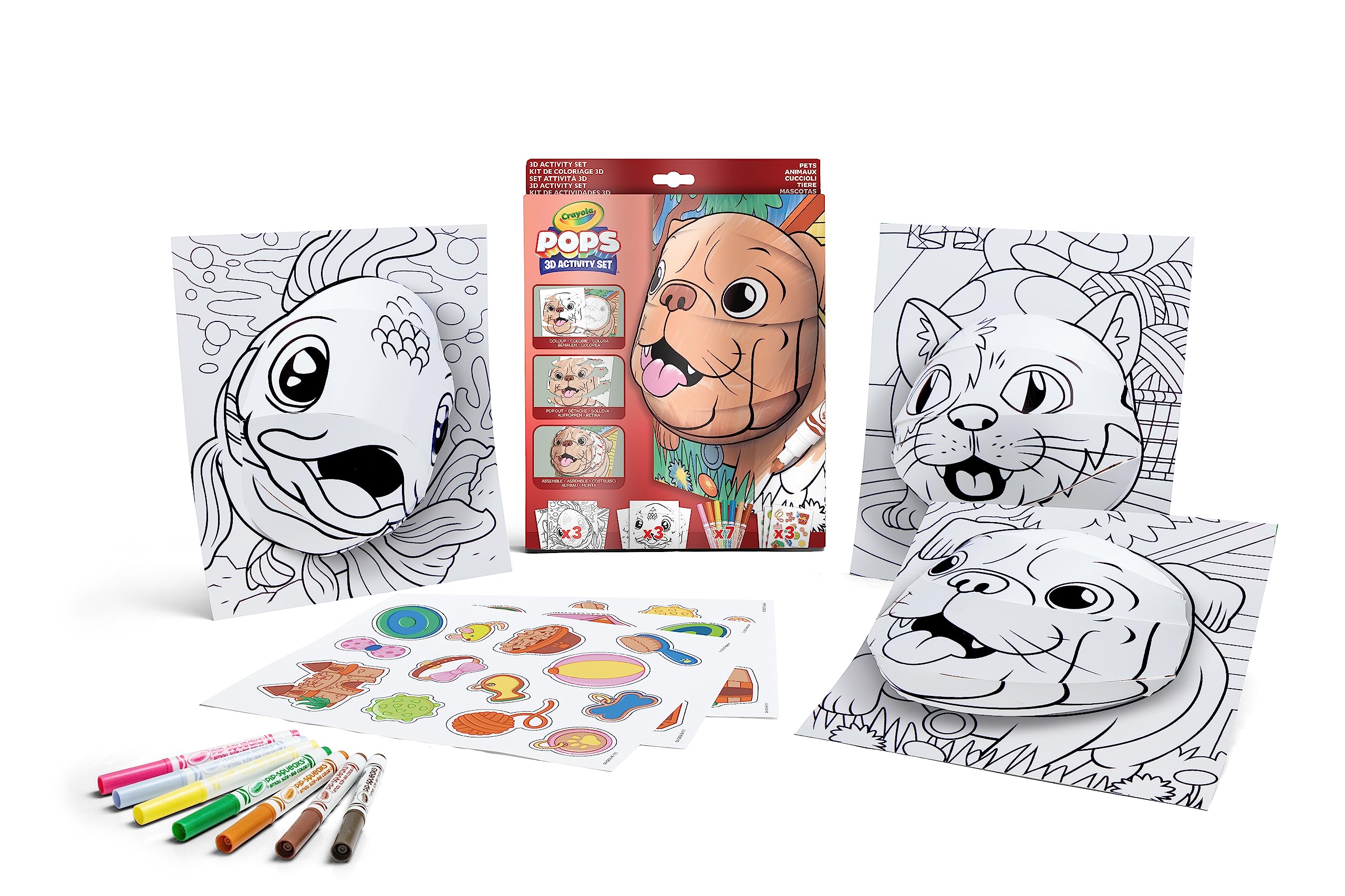 CRAYOLA POPS 04-2804 3D Activity Set for Colouring and Creating 3D Drawings, Creative Activity and Gift for Children, Puppies from 6 Years