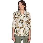 Knit Leaf Button Front Top