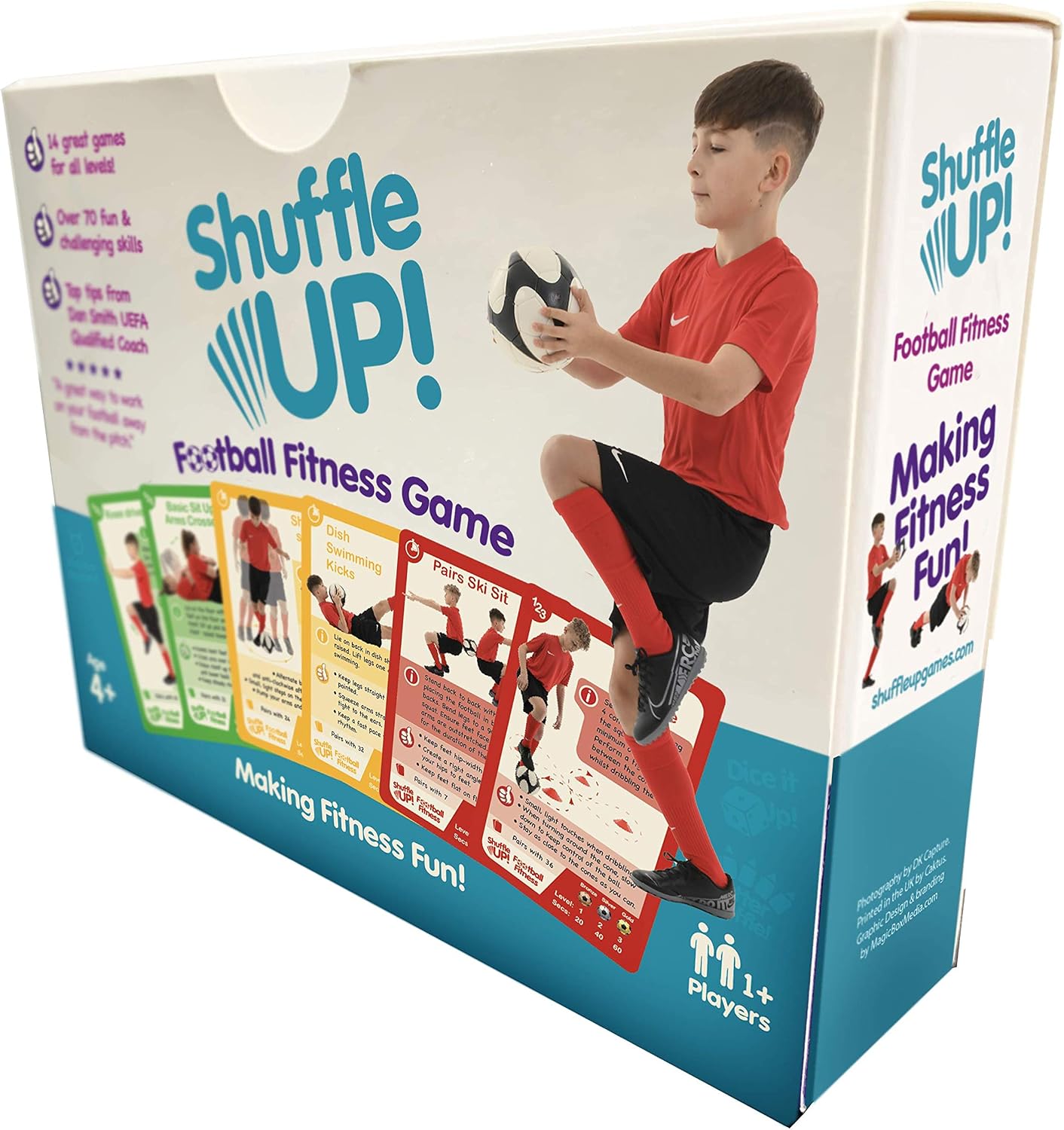 Shuffle Up Football Games, Family Soccer Games with 70+ Fun & Active Fitness Workout Cards, Training Equipment Aid