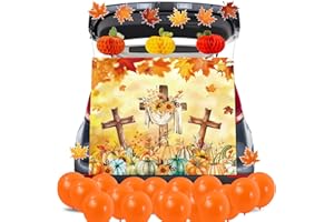 BHLUUIYER Halloween Christian Fall for Jesus Trunk or Treat Decorations Kit - Religious Car Banner for SUV, Archway Garage Door Arch, Photo Booth Backdrop Wall Party Supplies