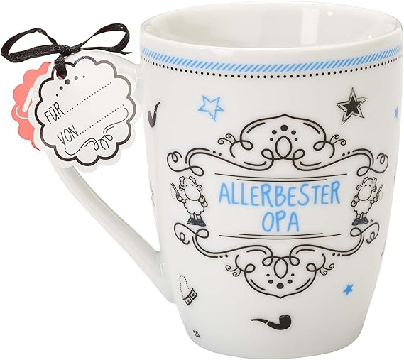 Sheepworld 59265 Lieblingstasse Allerbester Opa, Porzellan-Tasse, mit Geschenk-Anhänger