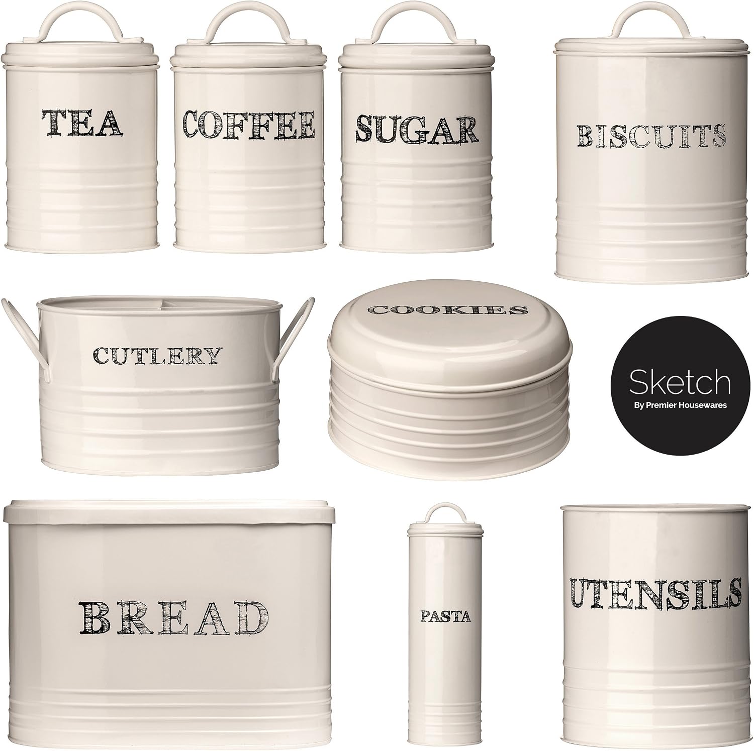 Premier Housewares 507631 Cream Bread Bin and Biscuit Tin - Sealed Storage Basket 25 x 33 x 20 cm, Beige, H25 x W33 x D20cm - Image 4