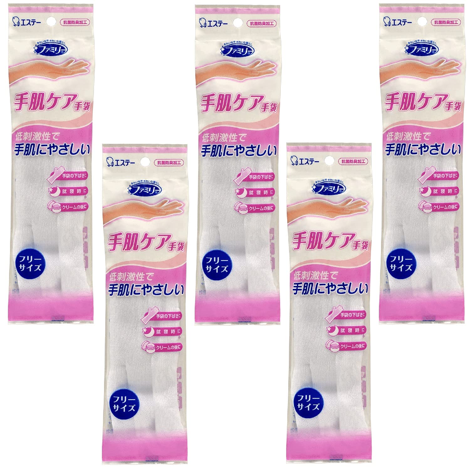 ファミリー [まとめ買い] 手肌ケア手袋 綿 レーヨン フリーサイズ ホワイト×5個 下履き 就寝時 クリームの後 綿手袋 (日本製)商品画像