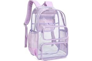 CAMTOP Clear Backpack Heavy Duty Transparent Bag See Through BookBag for Student School Work Festival Sport Travel (Lavender purple)