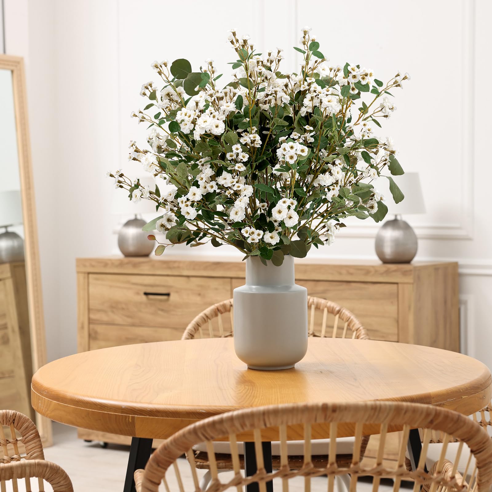 Photo 1 of OBDXZHC 6PCS 30.3" Silk Artificial Rose Flowers Fake Flower, Faux Roses for Vase, Long Stems White Rose Arrangements for Shop Wedding Garden Office Home Decor