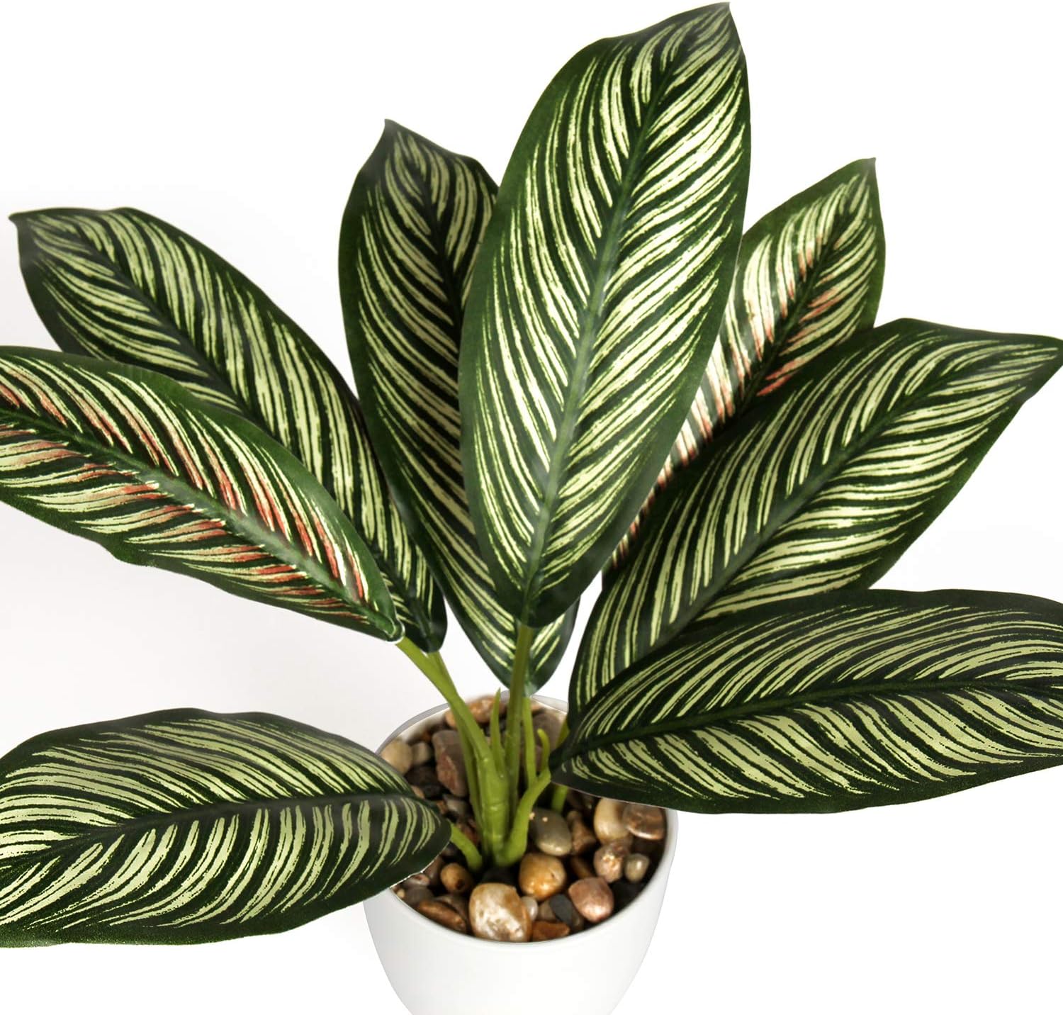 Briful Artificial Zebra Plant Calathea Zebrina Decorative Indoor Plant