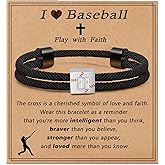 Lydow Baseball/Soccer/Basketball/Football Cross Bracelet for Graduation Boys Men Son Teen Players Team Lovers Grandson Birthday Gifts