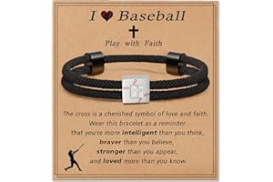 Lydow Baseball/Soccer/Basketball/Football Cross Bracelet for Graduation Boys Men Son Teen Players Team Lovers Grandson Birthday Gifts