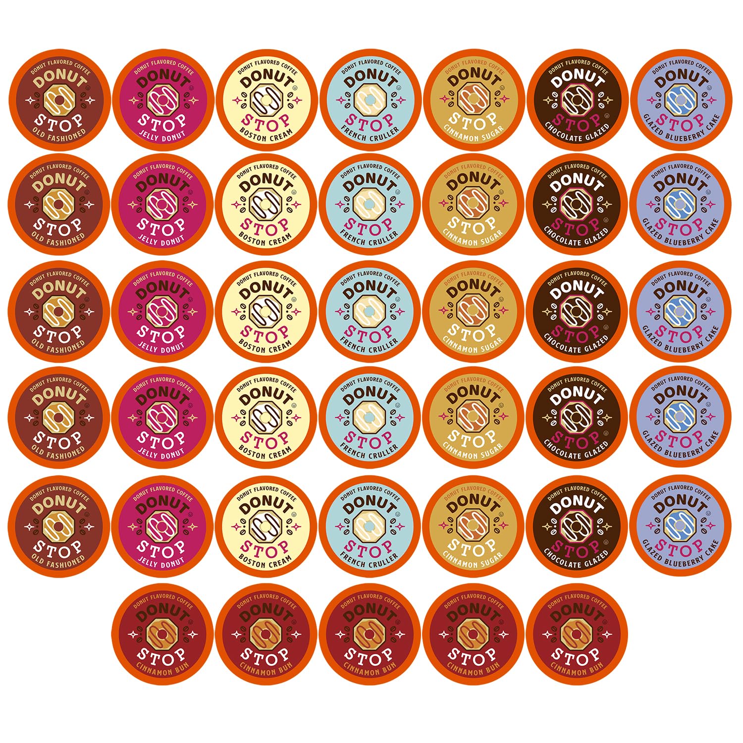 Photo 1 of Exp date 10/2025.   Donut Stop Flavored Coffee Pods, Compatible with 2.0 K-Cup Brewers, Donut Flavor Coffees, Assorted Variety Pack, 40 Count