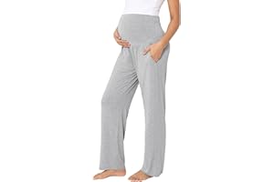 BRATUC Women's Maternity Pajama Pants Viscose from Bamboo Pregnancy Lounge Pants Soft Stretchy Loose Comfy with Pockets
