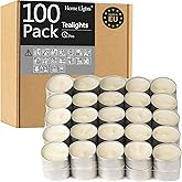 HomeLights Unscented White Tealight Candles -100 Pack, 6 to 7 Hour Burn Time Smokeless, Mini Votive Paraffin Candles with Cotton Wicks for Shabbat, Weddings, Christmas, Home Decor