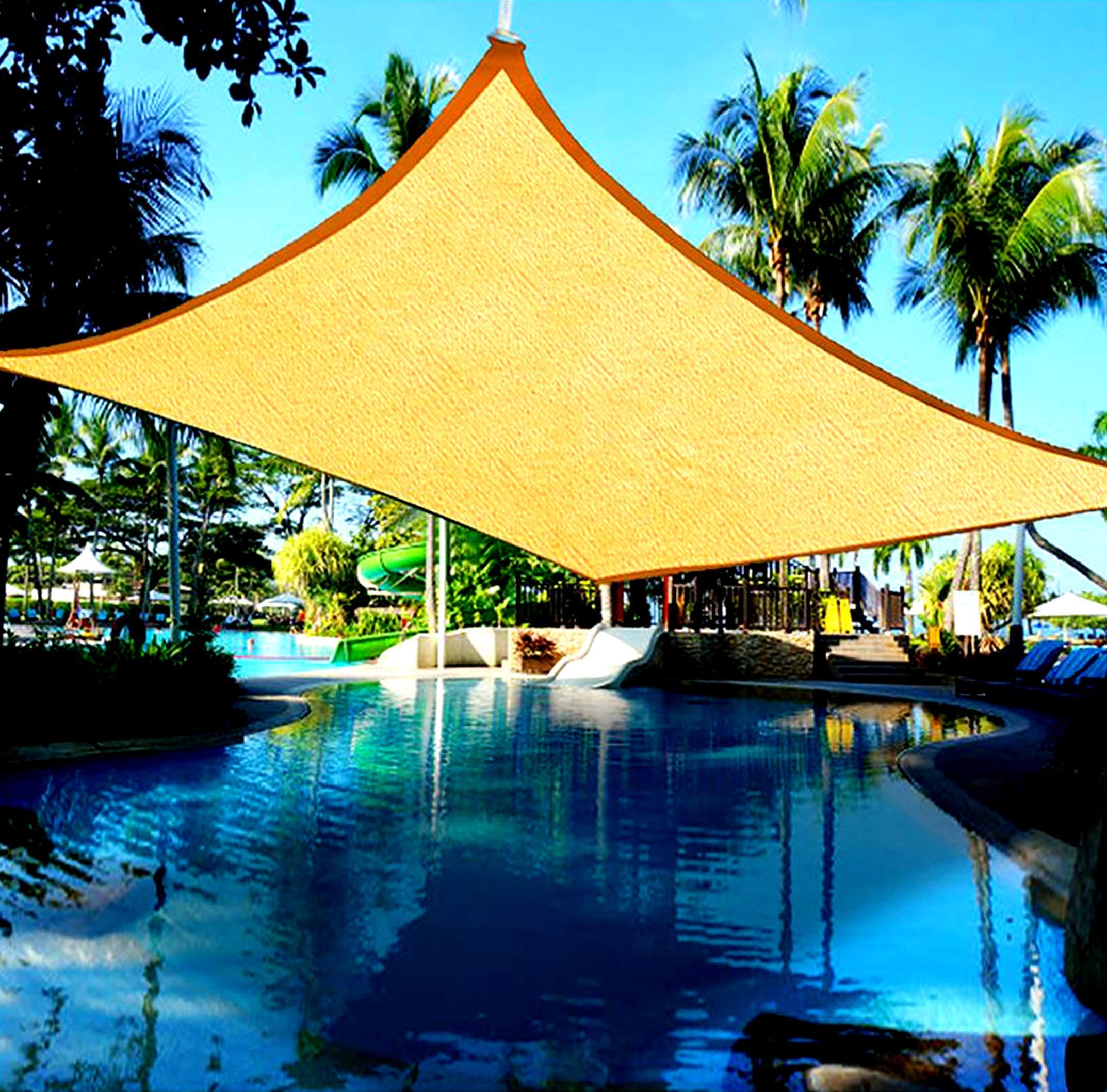 Cindynamo 10' X 13' Sun Shade Sail Canopy Rectangular Light Sand Color 185 Gsm Patio Sun Shade Block 95% Harmful Uv For Outdoor, Backyards Activities, Unique Heavy Duty Knitted Construction